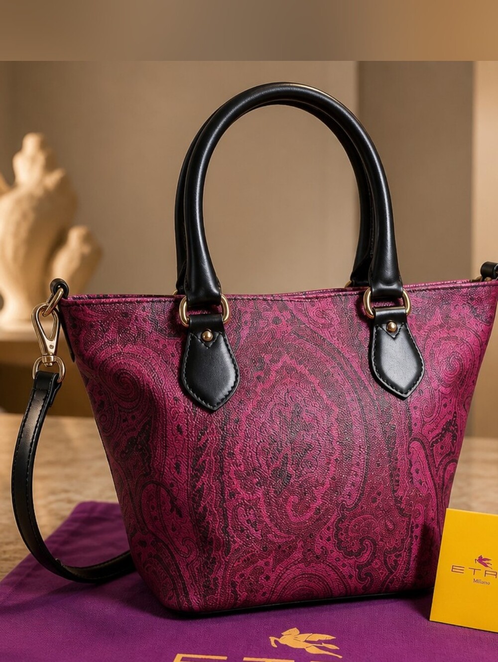 ETRO Mini Essential Bag in Coated Canvas with Paisley Jacquard - Picture 3 of 10